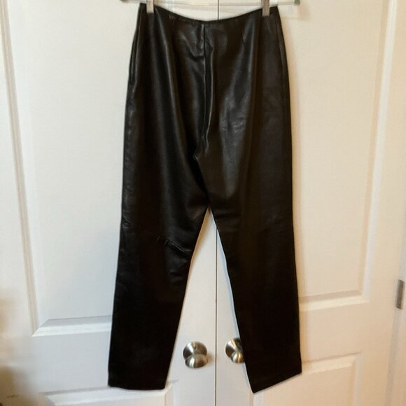 Y2K Danier Black Buttery Leather Pants Womens 6 2000s Vintage Goth High Waist - Picture 2 of 13